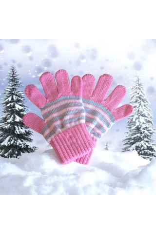 Kız Çocuk Eldiven Pembe 4-8 Yaş Pembe