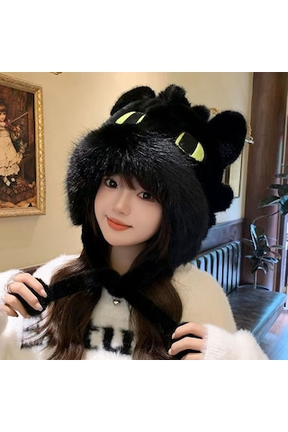 Şık Kışlık Polar Şapka, Kulaklıklı Kalın Ve Sıcak Polar Şapka, Stil 10 Beyaz