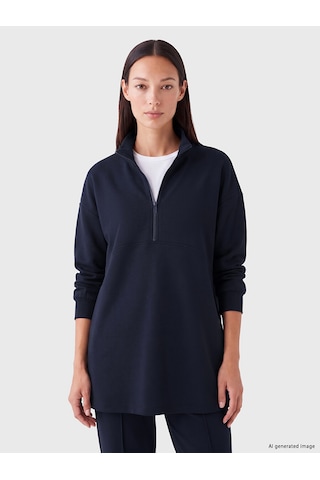 LC Waikiki Lc Waıkıkı Lacivert Oversize Soft Touch Kadın Sweatshirt Tunik