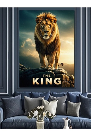 Aslan Kral Portre Sanatı The King Dekoratif Kanvas - Mdf Ahşap Tablo