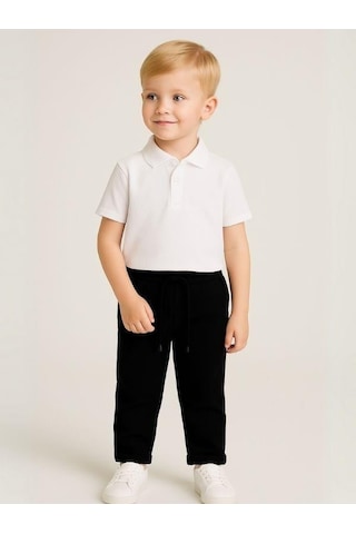 Çocuk Beli Lastikli Jogger Eşofman Alt-16089 Siyah