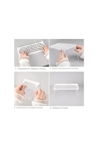 Youmex Küçük Ev Eşyaları İçin Katlanabilir Organize Edici Raf - Mutfak, Banyo, Masaüstü Depolama, Dayanıklı Abs Plastik, Beyaz, 34.5x13.5x15.5cm, 1 Adet Beyaz