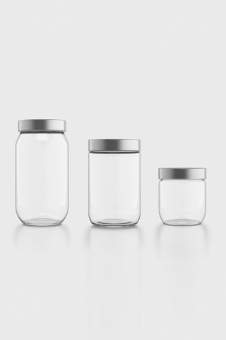 Renga Voca Metal Kapaklı 3 Boy Cam Kavanoz Seti 131080 Gümüş