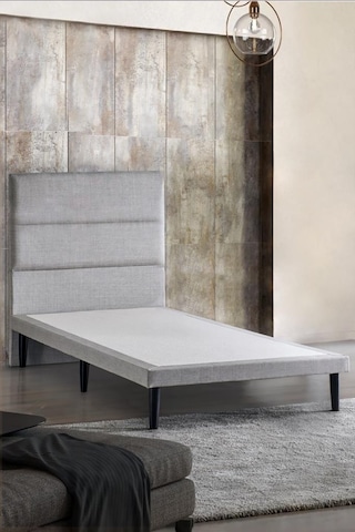 Niron Slim Baza Ve Başlık Takımı - 120x200 Tek Kişilik Kumaş Kaplı Metal Karyola Ve Başlık Seti