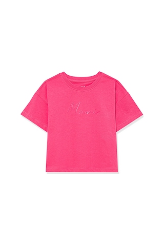 Mavi - Mavi Logo Baskılı Pembe Crop Tişört 7610181-71111 Pembe
