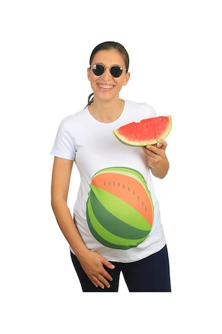 Mummy's Baby Hamile Tişört Karpuz Beyaz 8188