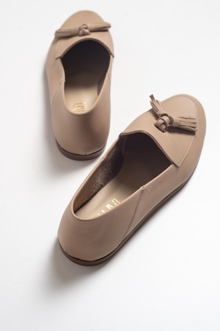 Luvishoes F04 Bisküvi Cilt Hakiki Deri Ayakkabı Koyu Bej