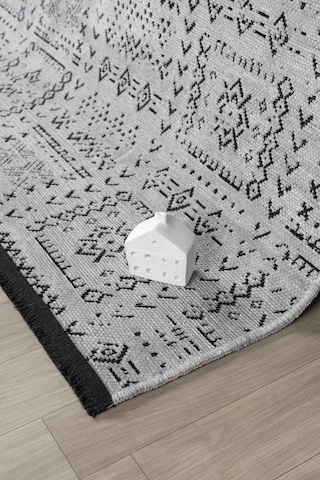 Gaia Gri Halı Yıkanabilir Kaymaz Taban Şönil Kilim Dokuma Pamuk Taban Kilim 10336 Gri