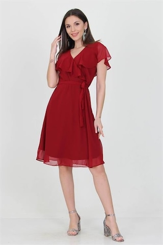 Kadın Şifon Mezuniyet Elbisesi Dpry8081 Bordo