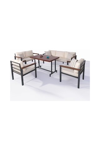 Neokas Metal Balkon Seti, Bahçe Takımı, Kafe Koltuğu, Bekleme Alanı Koltuğu, Oturma Grubu 1 + 1 + 2 + 3 + M Antrasit