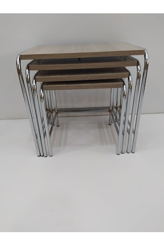 Zigon Sehpa 4'Lü Metal Model Transmisyon Nikelaj Ayak Hint Ceviz