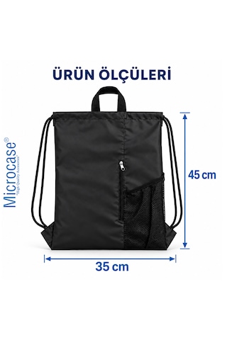 Microcase Su Geçirmez Büzgülü Çok Amaçlı Fileli Ve Fermuarlı Suluk Bölmeli Spor Okul Ve Gezi Çantası 45 X 35 Cm Siyah Al7006