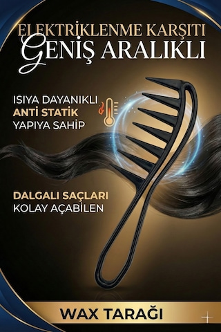 Wax Tarak Geniş Aralıklı Wax Şekil Tarağı Kıvırcık Saç Tarağı