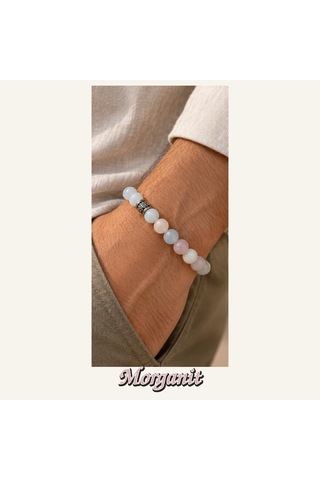 Morganit Taşı Bileklik 8 Mm, Unisex, Elastik Çok Renkli