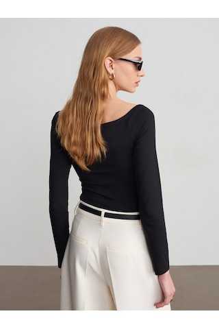 Dilvin 32661 Düğme Detaylı Bodysuit-siyah Siyah
