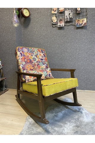Asedia Asedia Iskandinav Kestane Ceviz Sarı Retro Sallanan Bahçe Koltuğu Sarı