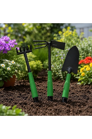 Lexroo Bahçe El Aletleri Seti, 30 Cm Kürek, Tırmık Ve Çapa, 3 Parça
