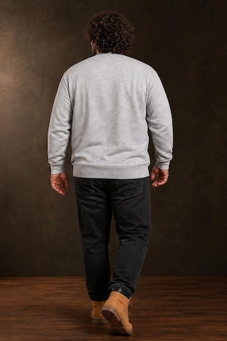 Starbattal Erkek Büyük Beden Sıfır Yaka 3ip Sweat Respect 24205 Grı Melanj-2867 Gri Melanj