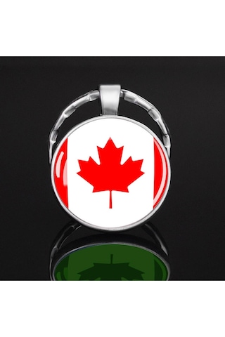 Tamgacrafts Kanada Canada Bayrağı Metal Anahtarlık Ülke Temalı Hediyelik Çok Renkli