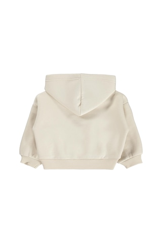 Civil Baby Çiçek Nakışlı Basic Kapşonlu 6-18 Ay Sweatshirt - Bej Taş Rengi