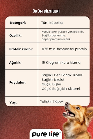 Pure Life Prime Biftekli Yetişkin Köpek Maması 15 KG