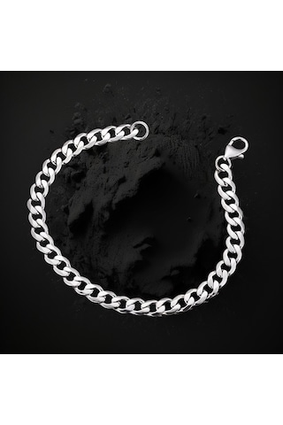 Çelik Bileklik Örgü Zincir Model 0.7 Mm Uzunluk 21 Cm Gümüş Silver Gümüş