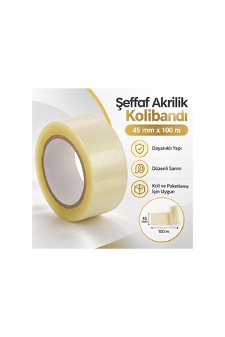 45 Mm X 100 M Şeffaf Akrilik Kolibandı 10'lu