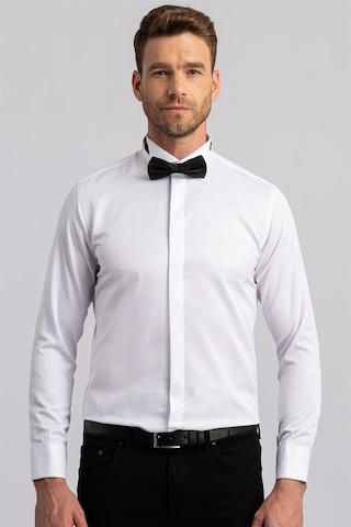 Tudors Slim Fit Dar Kesim Ata Yaka Erkek Gömlek-1028 Beyaz