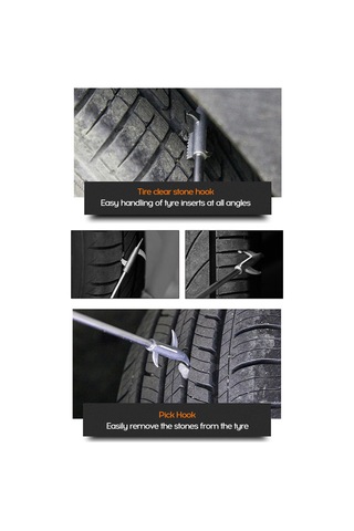 Jeemson Araba Lastik Taş Temizleme Aleti Çok Fonksiyonlu Çakmaklı 4 Tip Kanca İle Gürültü Azaltıcı Lastik Ömrünü Uzatıcı Depo Çantası Yok