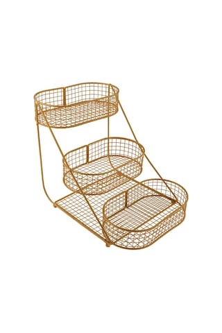 Homyl 3 Katlı Meyve Sepeti Tezgahı Büyük Kapasiteli Konteyner Altın