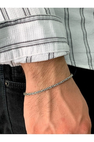 925 Ayar Gümüş 2 Mm Kral Erkek Bileklik 19 Cm