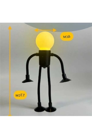 Besthome1 Küçük Kişi Şeklinde Pilli Led Gece Lambası - Yumuşak Sarı Işık, Yumuşak Yüzeylere Tutturulabilir, Ev Dekoru Çocuk Oda Siyah