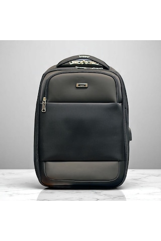 Orta Boy Laptop Gözlü Sert Kasalı Sırt Çantası Baggaj S24132 Siyah - Gri