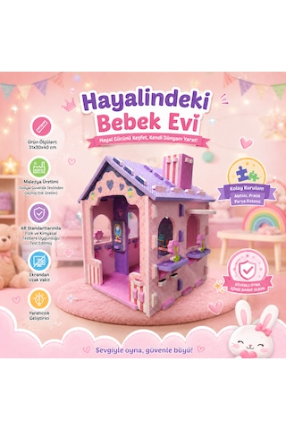 Pembe Bebek Evi Büyük Eva Maket Oyuncak Kendin Yap