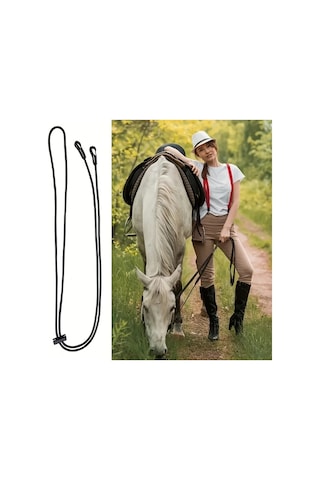 Elmpaly Ayarlanabilir Yumuşak Dayanıklı Nylon Eğitim Atı Yürüme Kementi Siyah