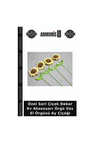 Özel Seri Çiçek Dekor Ev Aksesuarı Örgü Süs El Örgüsü Ay Çiçeği Çok Renkli