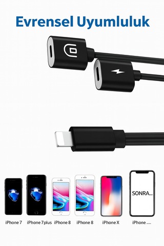 Lightning Kulaklık Şarj Çoklayıcı İphone Plus Uyumlu Çevirici