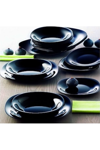 6'lı Carıne Temperli Siyah Pasta Tabağı 19 Cm. Nocolor-9ec41b64