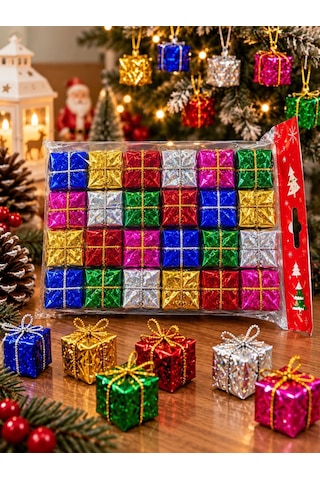 Ers 24 Adet 3 Cm Yılbaşı Ağacı Süsü Mini Hediye Paketi Süsleri Renkli Noel Ağacı Dekoru Diğer