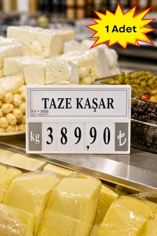 Fiyat Kasetlik Manav Kasap Şarküteri Etiketi Rakamlı Fiyatlık Ayaklı Büyük Boy 123x84 Mm Beyaz