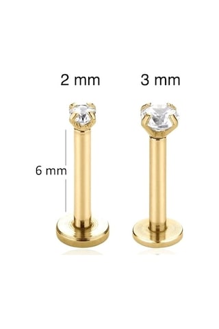 Tektaş Cerrahi Çelik Piercing Tragus Helix Kıkırdak Conch Gold Renk 6 Mm 2 Adet Altın