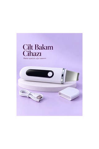 Usb Şarjlı Metal Spatula Uçlu Beyaz Yüz Ve Cilt Bakım Cihazı