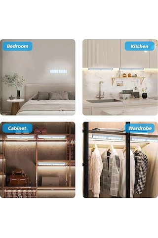 30 Led Hareket Sensörlü 20 Cm Dolap İçi Mutfak Koridor Merdiven Aydınlatma Işığı Led Işık Çok Renkli