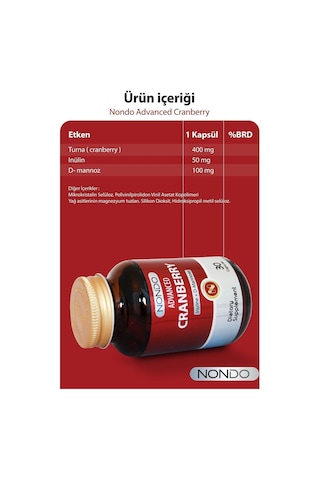 Nondo Cranberry 30 Kapsül