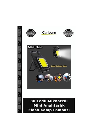 Özel Üretim Fener Şarjlı 30 Ledli Mıknatıslı Mini Anahtarlık Flash Kamp Lambası Diğer