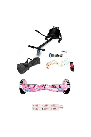 Elektrikli Kaykay Scooter Akıllı Denge Hoverboard + Hoverkart + Çanta Full Ledli Extrem Paket D05