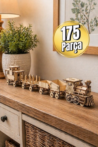 3d Ahşap Tren Maketi Dıy Model Seti Dekoratif Ve Eğitici Hobi