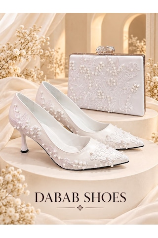 Dabab Shoes Vıanel Kadın Beyaz Çiçek Nakışlı İnci Detaylı Sivri Burun 7 Cm Kadeh Topuklu Stiletto Ayakkabı Ve Abiye Çanta Dabab Shoes Vıanel Kadın Beyaz Çiçek Nakışlı İnci Detaylı Sivri Burun 7 Cm Kadeh Topuklu Stiletto Ayakkabı Ve Abiye Çanta