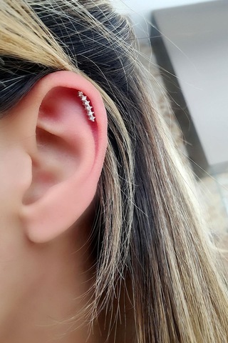 Pırlanta Parlaklığında Zirkon Taşlı 925ayar Gümüş Tragus Kıkırdak Helix Piercing 52103042