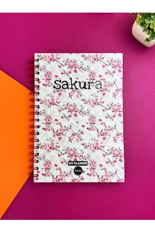Kırmızı Sakura Tasarımlı Konuşan Ajanda Pembe
